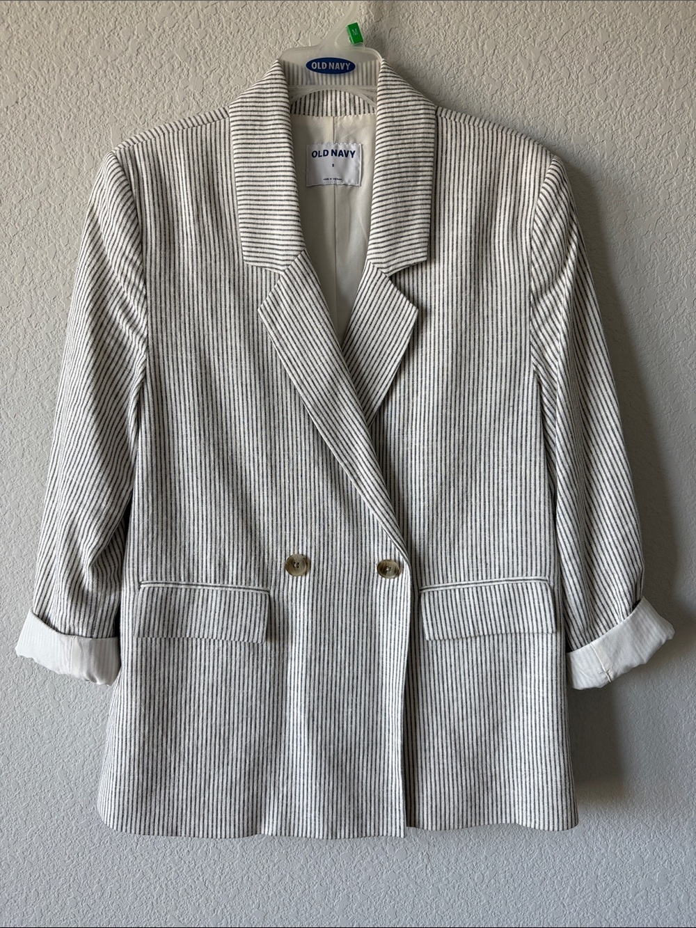 Old Navy Cream Blazer with Black Pinstripes